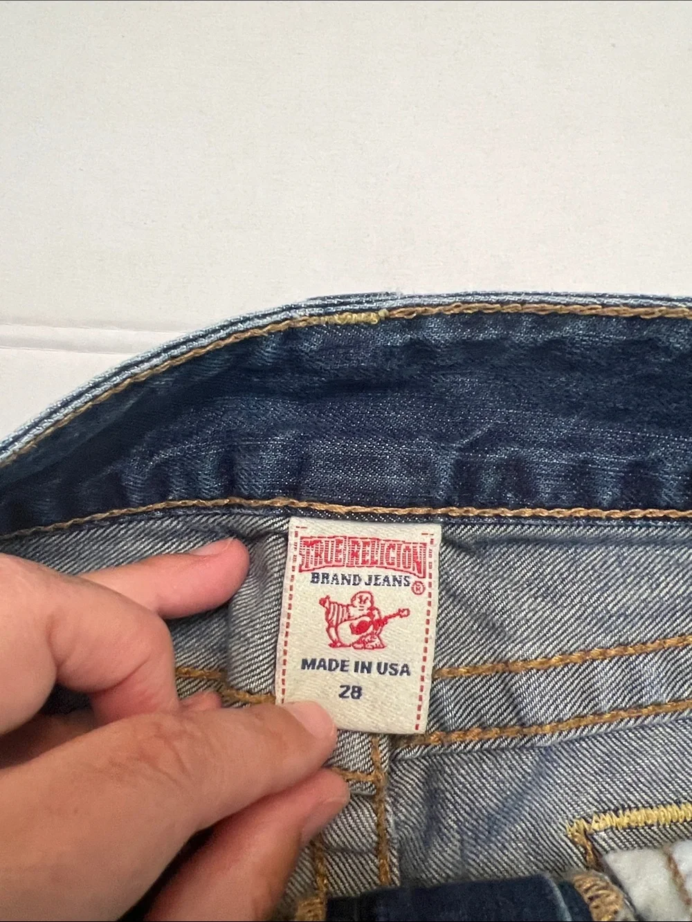 TRUE RELIGION Y2K MICRO MINI 10” MANDY MADE IN USA VTG FRAYED RAW HEM LOW RISE